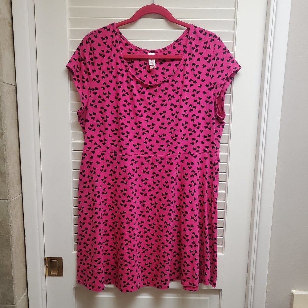 No Boundaries Heart Pattern Babydoll Top 2XL